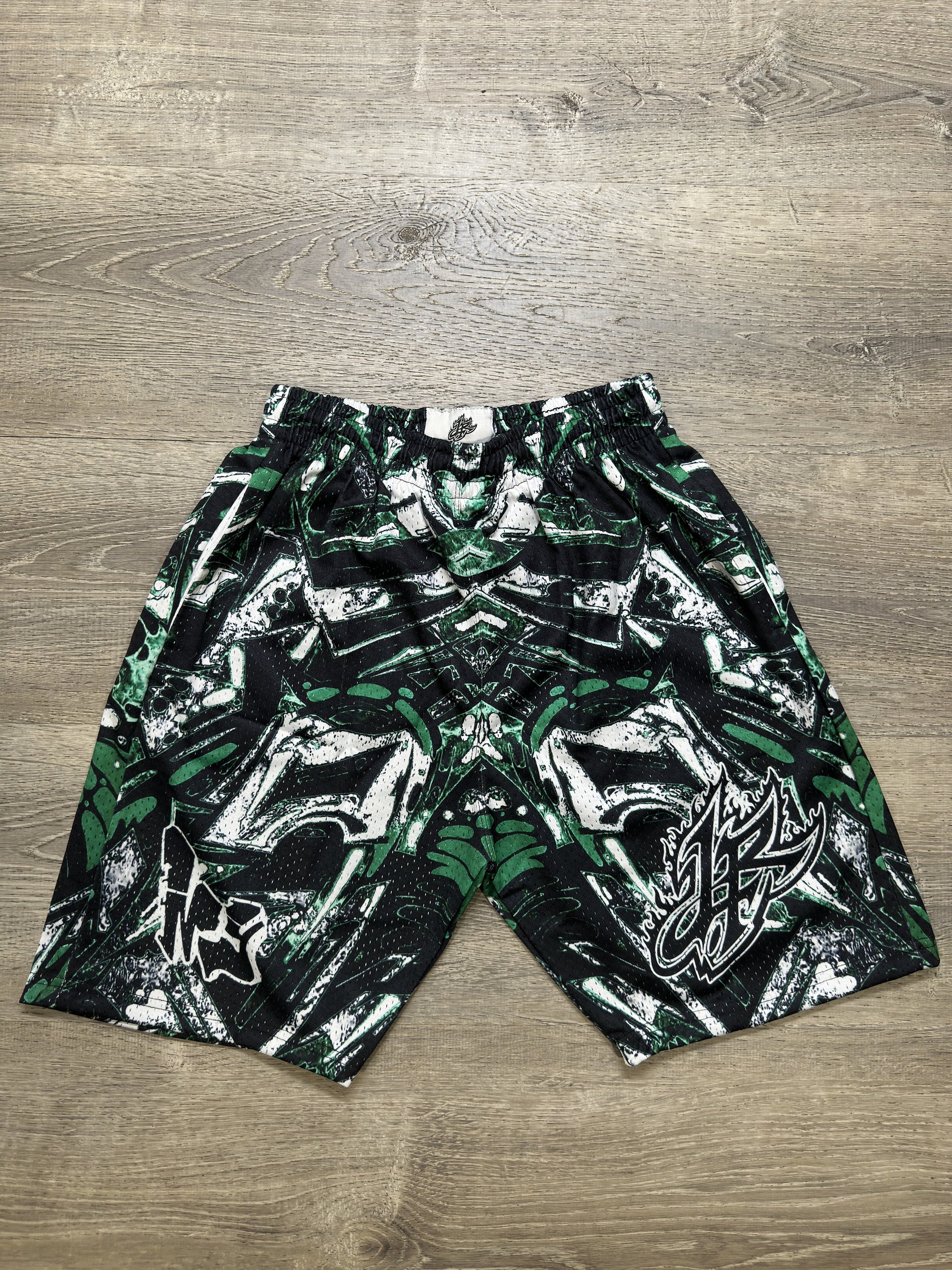 Green Abstract Shorts